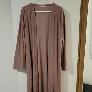 Maurices Mauve Ribbed Long Open Cardigan